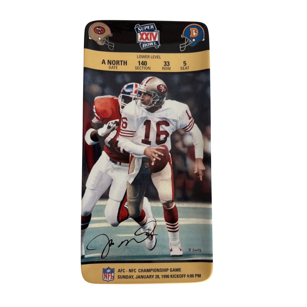 Joe Montana Super Bowl XXIV Ticket Glory Collector Plate COA Bradford Exchange